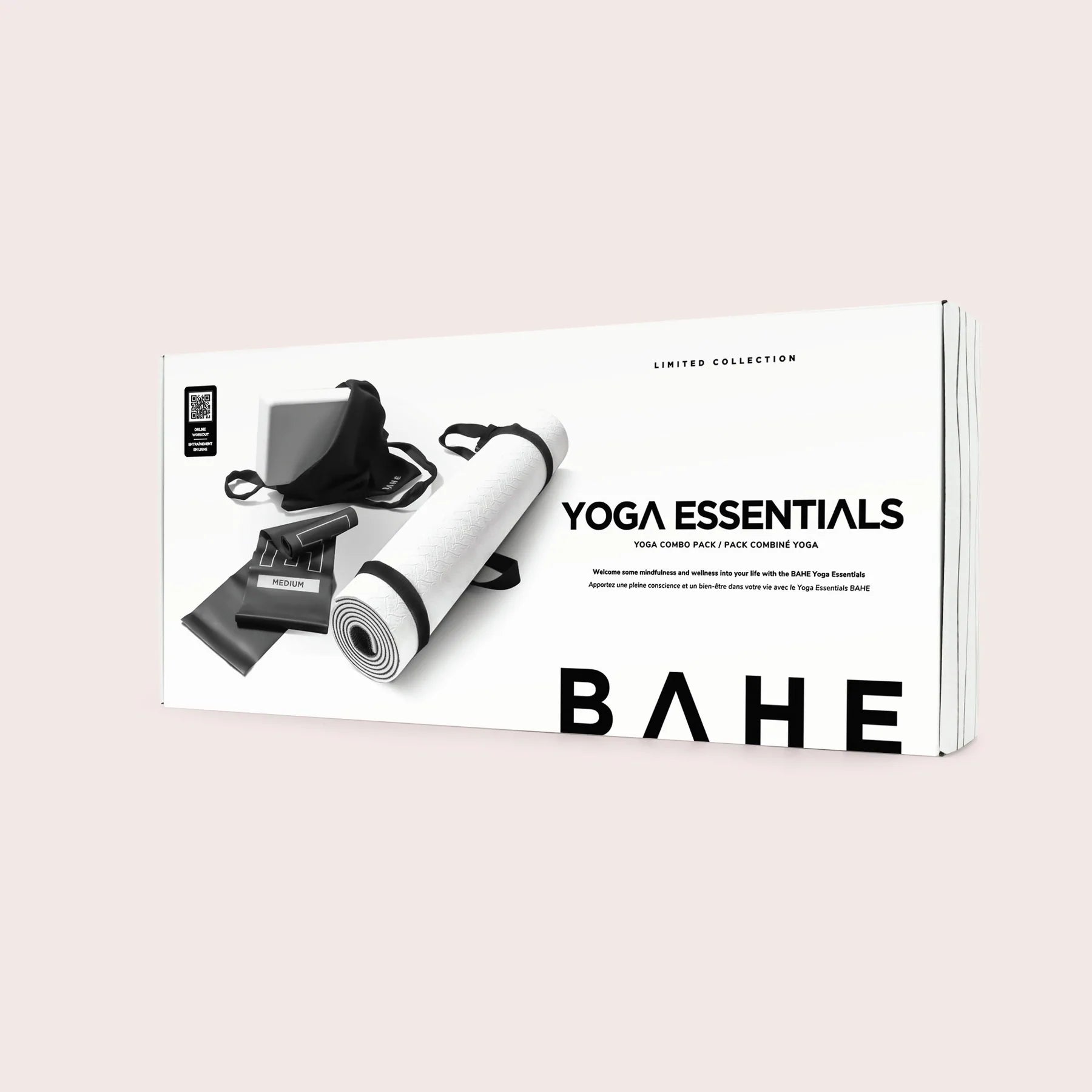 BAHE Yoga Essentials (5mm Mat,Block,Medium Band,Tote Bag) - Black