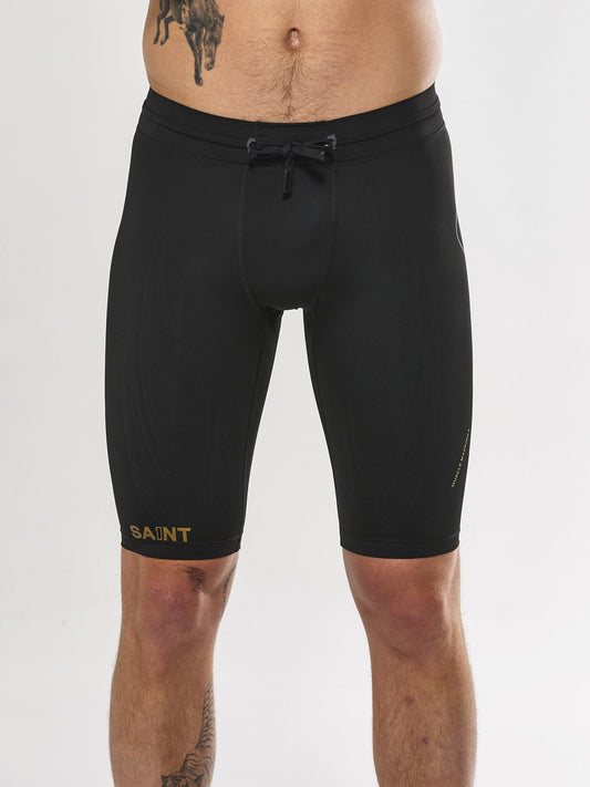 Saint Men's P1 Elite Compression Shorts Drawcord - Black