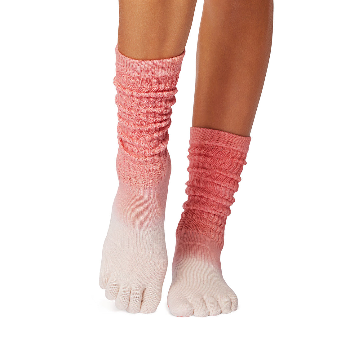 TOESOX Grip Full Toe Slouch - Hot Coral Ombre