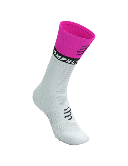 Compressport Unisex's Mid Compression Socks v2.0 - White/Yellow/Neon Pink