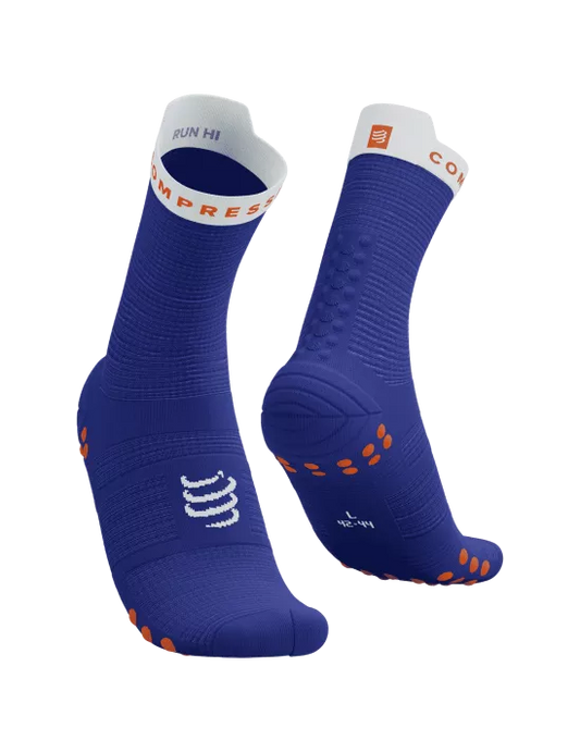 Compressport Unisex's Pro Racing Socks v4.0 Run High - Dazz Blue/White