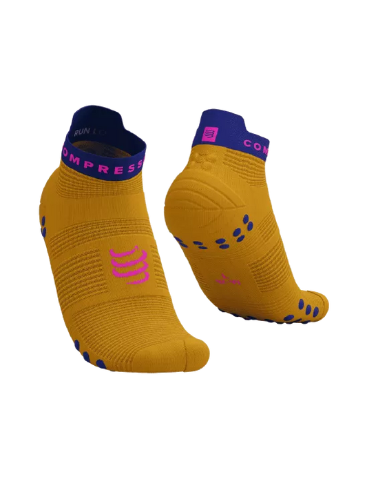 Compressport Unisex's Pro Racing Socks v4.0 Run Low - Saffron/Dazz Blue