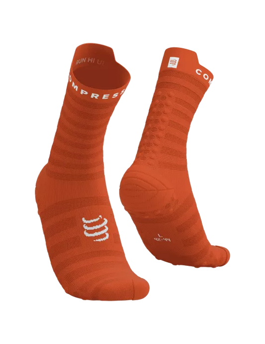 Compressport Unisex's Pro Racing Socks v4.0 Ultralight Run High - Fire/White