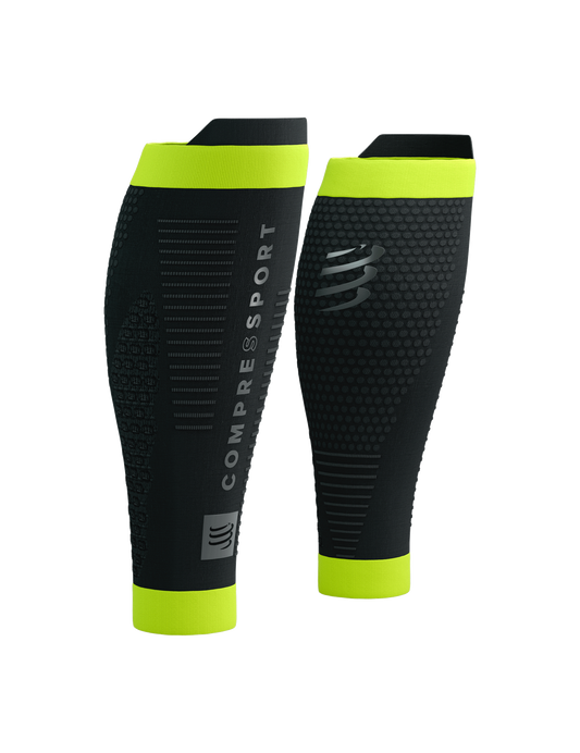 Compressport Unisex's R2 3.0 Flash Calf Sleeves Black/Fluo Yellow - CCSU3099016