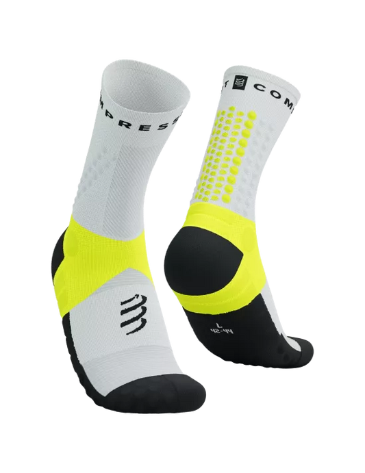 Compressport Unisex's Ultra Trail Sock v2.0 - White/Safe Yellow